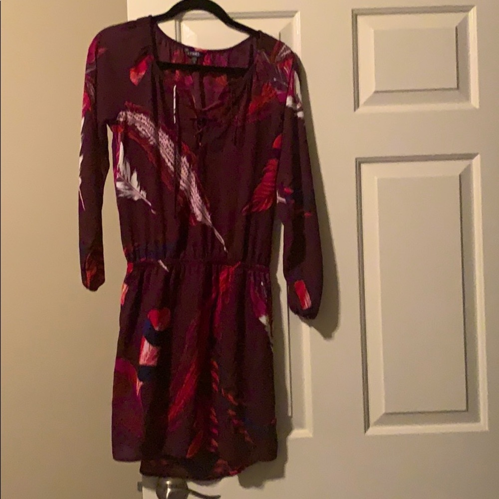Feather print dress
